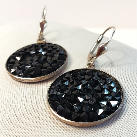 Sterling Silver Swarovski Black Crystal Earrings - Picture 2 of 7